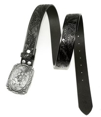 GURANSE Cowboy Belts 105CM(waistline:34&Prime;-36&Prime;), Acanthus Prayer Silver