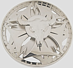 Bull Longhorn Belt Buckle Silver Metal Vintage Spinner Western Cowboy Rodeo OX