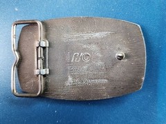 VTG 1980s MONROE SHOCKS BELT BUCKLE WILD WEST STAGECOACH SOFT RIDE