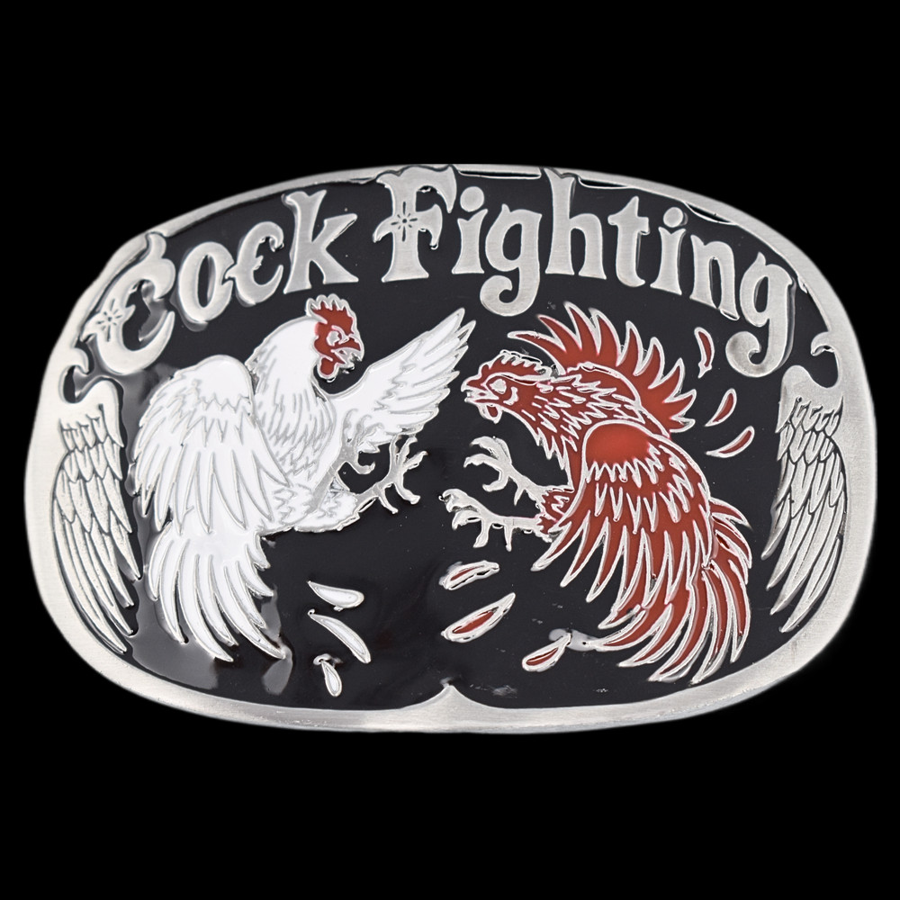 Cock Fighting Roosters Chickens Belt Buckle
