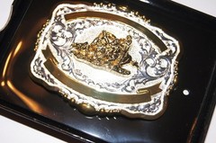Lightning Ridge Crumrine Western Belt Buckle Trophy Team Roper 2 Ribbons 38568