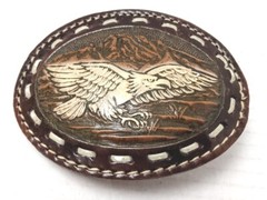 Leather Flying Eagle Belt Bukle, Stamped, Quality Made