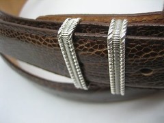 Sterling silver buckle w/ 30mm Genuine Ostrich belt size 26 to 46 made in U.S.A.