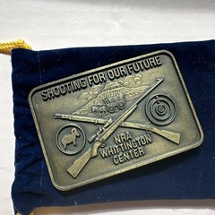VNTG NRA WHITTINGTON CENTER BELT BUCKLE Shooting Future Raton NM Hunting Rifle