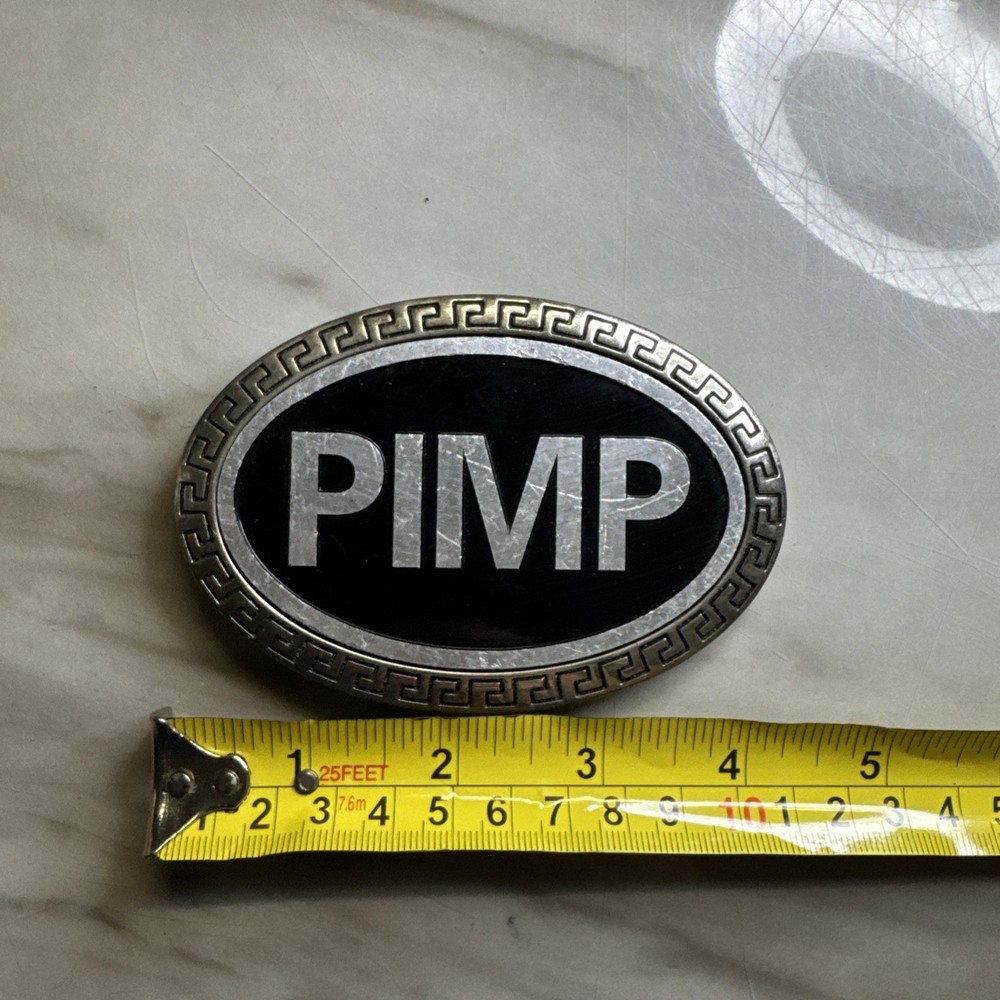 Pimp Belt Buckle Black & Sliver