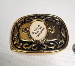Vtg NOS Goldtone Belt Buckle Screw Oval Bezel Gemstone Blank Cabochon 22x30mm