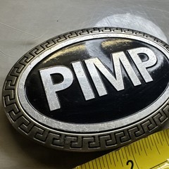 Pimp Belt Buckle Black & Sliver
