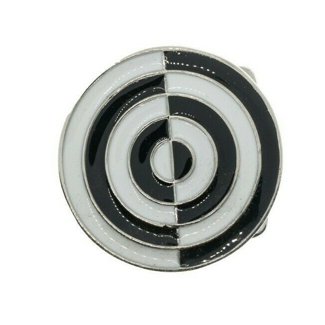 Black & White Circle Belt Buckle Rocker Biker Gothic Mod 2tone