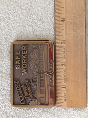 VINTAGE VAN GAS 1985 Safe Worker Belt Brass Buckle