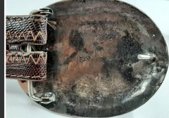 Vintage Solid Silver Metal Oval Floral Engraved Clip Belt Buckle Fits 1.5in RBP