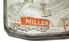 VTG &lsquo;HOOK FAST&rsquo; TRUCKING COMPANY/TRUCKERS BELT BUCKLE! MILLER TRUCK! 1920s PAT #