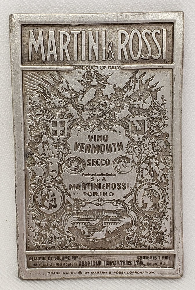 VTG Martini & Rossi Vermouth Alcohol Liquor Advertising Pewter Belt Buckle 1974
