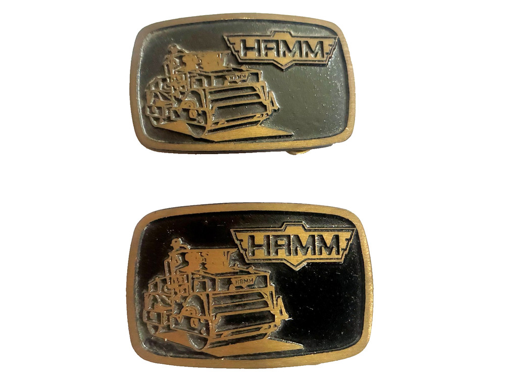 WJ01173 *NOS* VINTAGE 1980&rsquo;s *HAMM* HEAVY MACHINERY SOLID BRASS MENS BELT BUCKLE