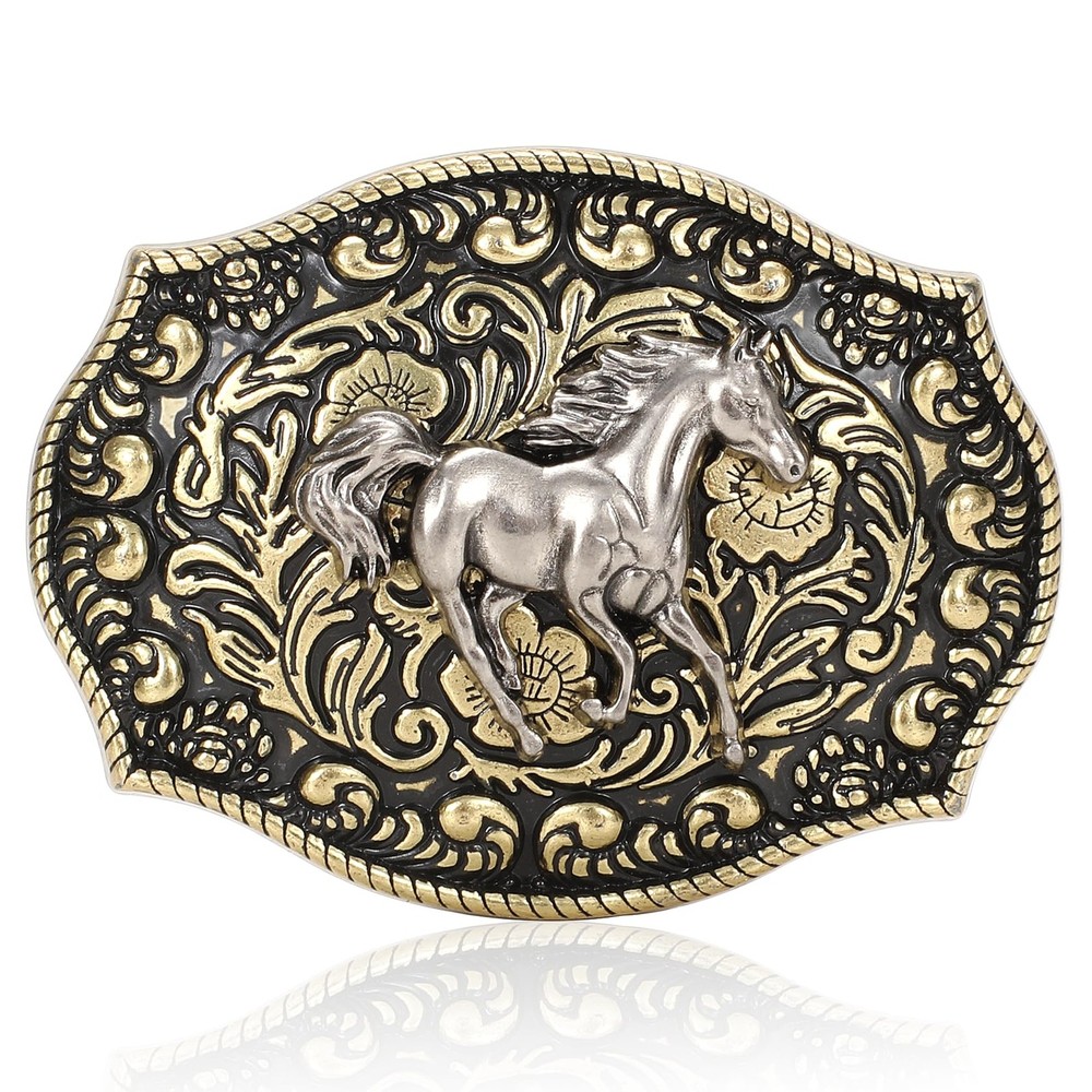BELTROAD Western Belt Buckles for Men Women Medium, 01-gold (Silver Horse)