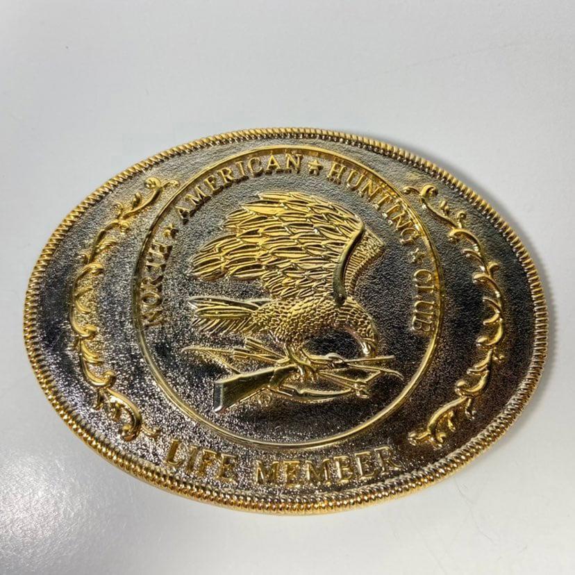 4&Prime; x 2.75&Prime; Vintage North American Hunting Club Life Member Belt Buckle