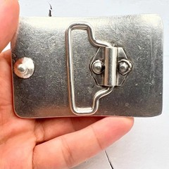 Handmade Metal Belt Buckle Rustic Texture Rectangular Unique Silverfa