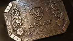 Ariat® Western Belt Buckle Logo Floral Silver A37018