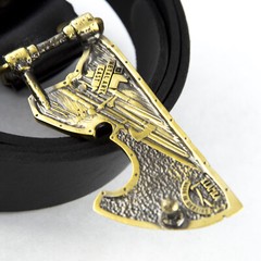 Brass belt buckle Ax of God, Medieval style buckle, Solid brass axe buckle