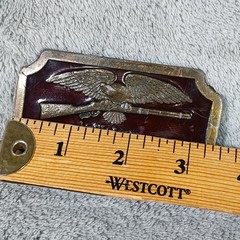 Indiana Metal Craft Belt Buckle Mens OS Burgundy Eagle 1970s Brass Gun Rights