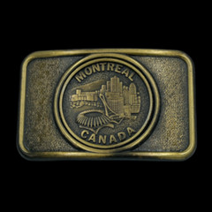 Montreal City Skyline Quebec Canada Olympic Stadium Downtown Belt Buckles