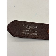 Nocona Western Leather Belt Embroidered Brown Silver Buckle 38