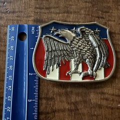 Patriotic USA Flag Belt Buckle Screaming Eagle Metal Enamel Vintage