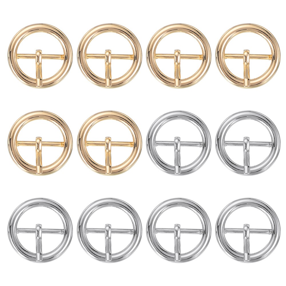 12Pcs 1&Prime; Single Prong Belt Buckle Metal Roller Buckle Silver/Light Gold