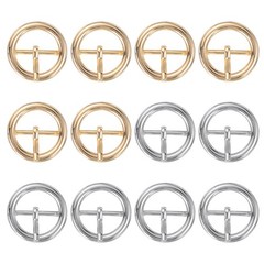 12Pcs 1&Prime; Single Prong Belt Buckle Metal Roller Buckle Silver/Light Gold