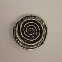 Round Spiral Fossil Belt Buckle in Antique Silver, Snail Design, Metal