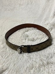 GUCCI Pre-Owned Gg Pattern Leather Belt Striped All Over Men&rsquo;S