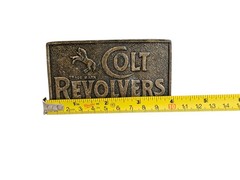 Vintage Colt Revolvers Belt Buckle The World’s Right Arm Brass Tone Western Rare