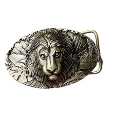 Solid Belt Buckle for Men « LION », Handmade Brass Buckle,Vintage Lion Head Buckle