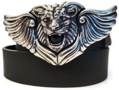 AL BERES TWO 1.5&Prime; LION WING BELT « BUCKLE ONLY » ANTIQUE SILVER PEWTER METAL USA