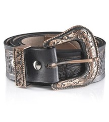 Angus Stoke western belt – Genuine buffalo 34&Prime;-36&Prime;, Black/Buckle Rose-gold