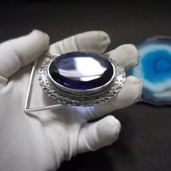 Handmade Silver Plated Belt Buckle with Amethysts Stone- Western Vintage