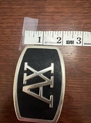 Belt Buckle Black Silver Tone A & X Logo NOS Mens Gift Idea