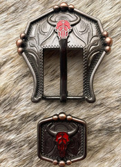 30 PCS 3/4&Prime; Bull buckle and keeper with conchos belt making leather craft Texas
