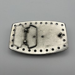 vintage STEER belt buckle CHROME metal OVERSIZED longhorn WESTERN rodeo cowboy