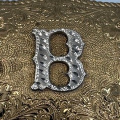 Crumrine El Arturo Bronze Western Belt Buckle Floral Engraved Initial B Vintage