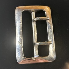 Vintage Solid Brass Chrome Plated 2.25” Double Prong Duty Belt Buckle USA #6