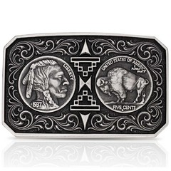 Montana Silversmiths Attitude Westward Way Buffalo Nickel Western Belt Buckle