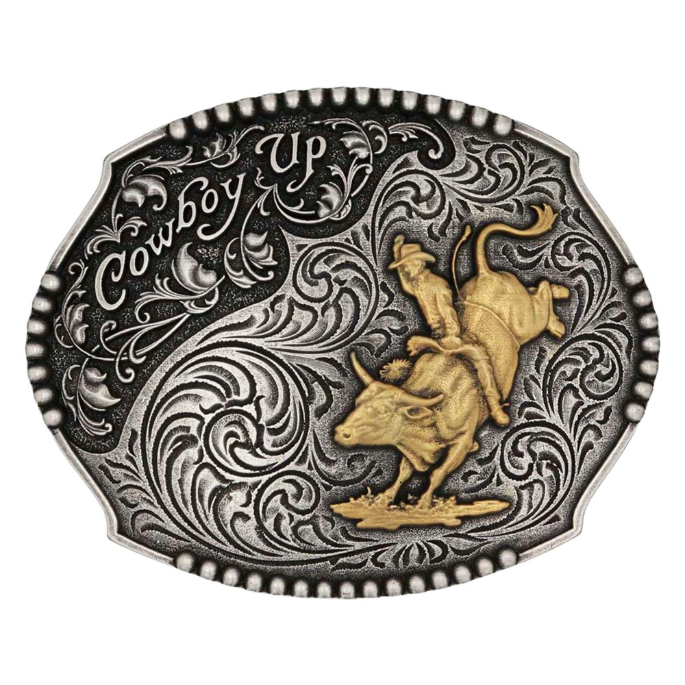 Montana Silversmiths Men&rsquo;s Cowboy Up Bull Rider Attitude Buckle A1031P