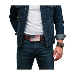 Men Women Belt Buckle Metal Silver United State America USA Flag 4th July Style