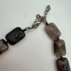 Shiny Metal Fashion Belt Buckle Business Card Holder & Agate Necklace.