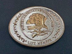 North American Hunting Club Life Member Eagle Vintage Two Tone Belt Buckle