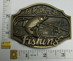 I&rsquo;d Rather Be Fishing Belt Buckle Fisherman Fish Fishing Pole Rod SN997