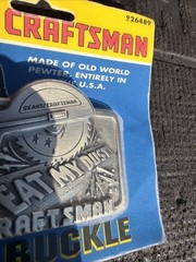 Rare Sears Craftsman Pewter « Eat My Dust » Tool Belt Buckle Silver 26489 USA Nos