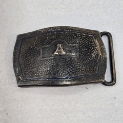 Vintage Hickok Silver Plat Belt Buckle Monogram “A” Hammered Finish Silver Front