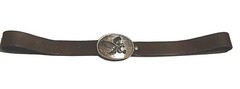 Oval Belt Buckle, Silver Tone, Eagle and Flowers With Leather Belt