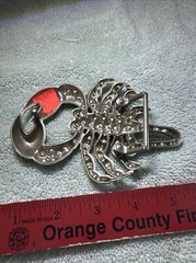 SCORPION Belt Buckle Metal JEWELED nickel/Brushed Silver color USA seller NOS